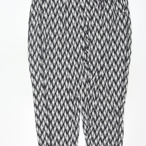 Marks and Spencer Womens Black Geometric Tapered Jersey Trousers Size 18