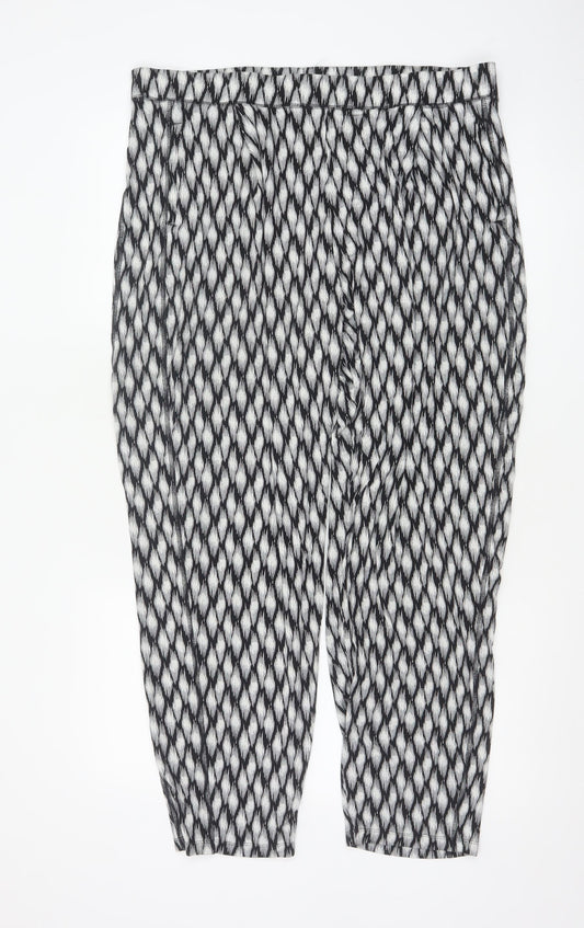 Marks and Spencer Womens Black Geometric Tapered Jersey Trousers Size 18
