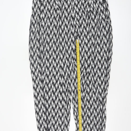 Marks and Spencer Womens Black Geometric Tapered Jersey Trousers Size 18