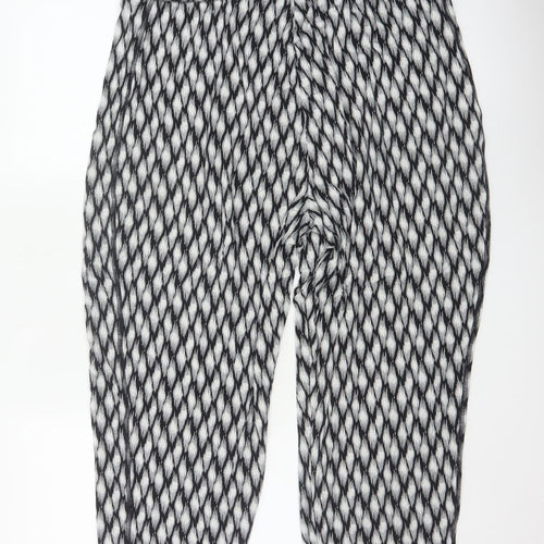 Marks and Spencer Womens Black Geometric Tapered Jersey Trousers Size 18