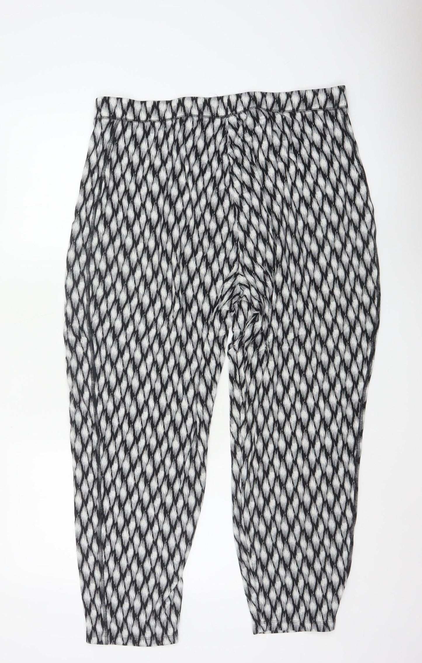 Marks and Spencer Womens Black Geometric Tapered Jersey Trousers Size 18