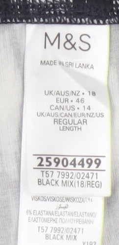 Marks and Spencer Womens Black Geometric Tapered Jersey Trousers Size 18