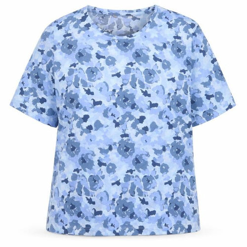 Marks and Spencer Womens Blue Floral T-Shirt Size 14 Polyester Short Sleeve