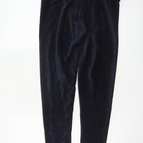 Marks and Spencer Women Blue Velvet Leggings Size 12 Slim Fit