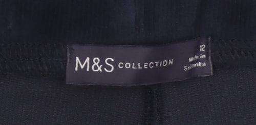 Marks and Spencer Women Blue Velvet Leggings Size 12 Slim Fit