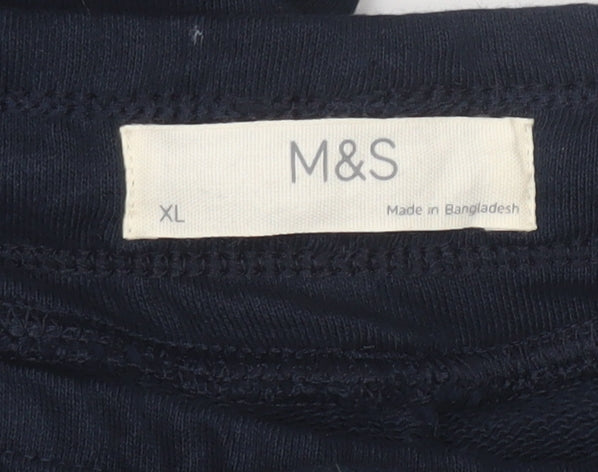 Marks and Spencer Men's Blue XL Jogger Trousers Cotton Blend