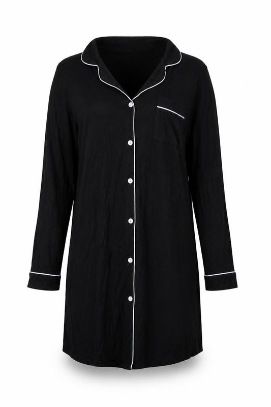 Cyberjammies Womens Black Long Sleeve Modal Nightshirt UK 10