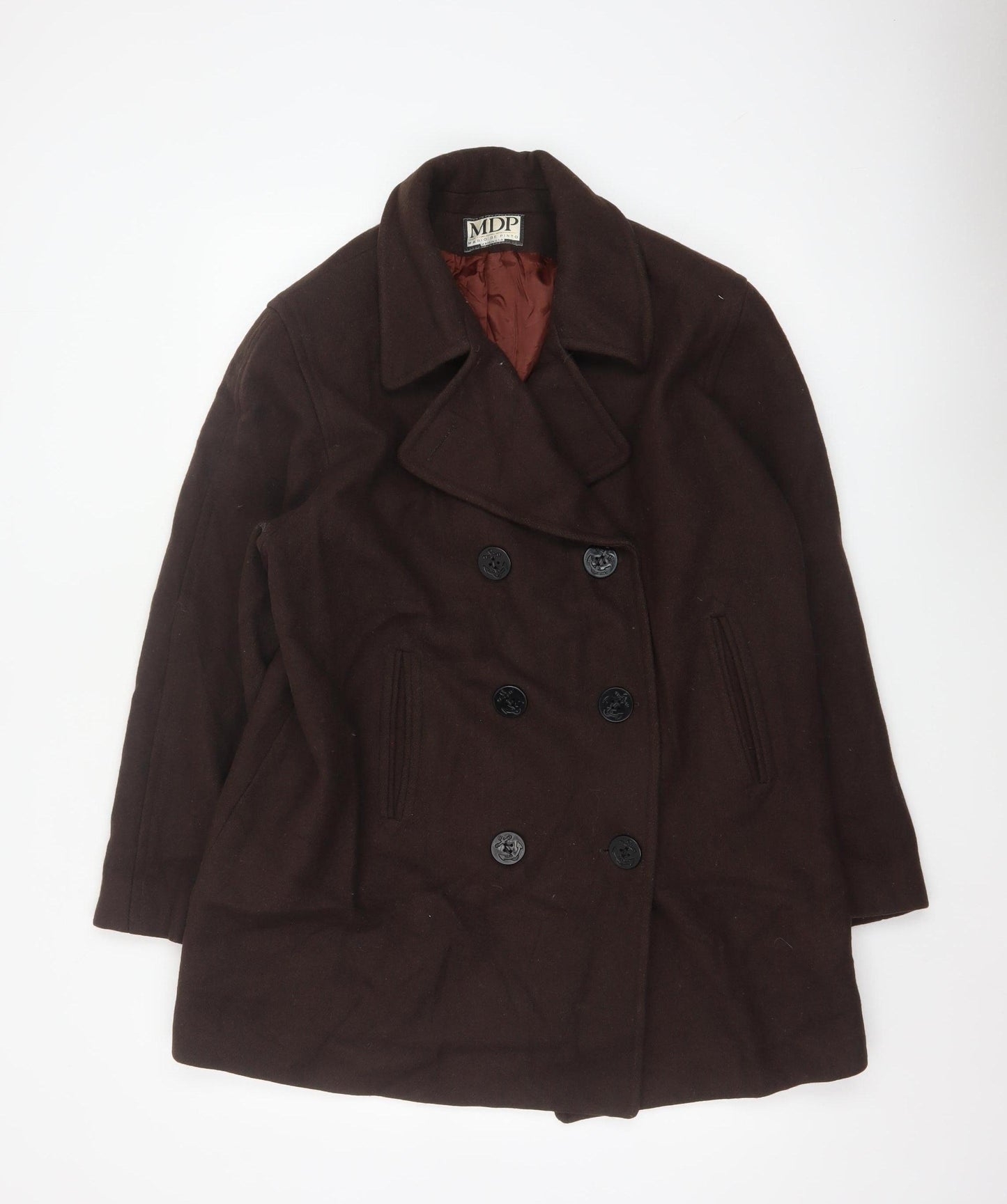 Mario De Pinto Women's Brown Wool Pea Coat Size 14
