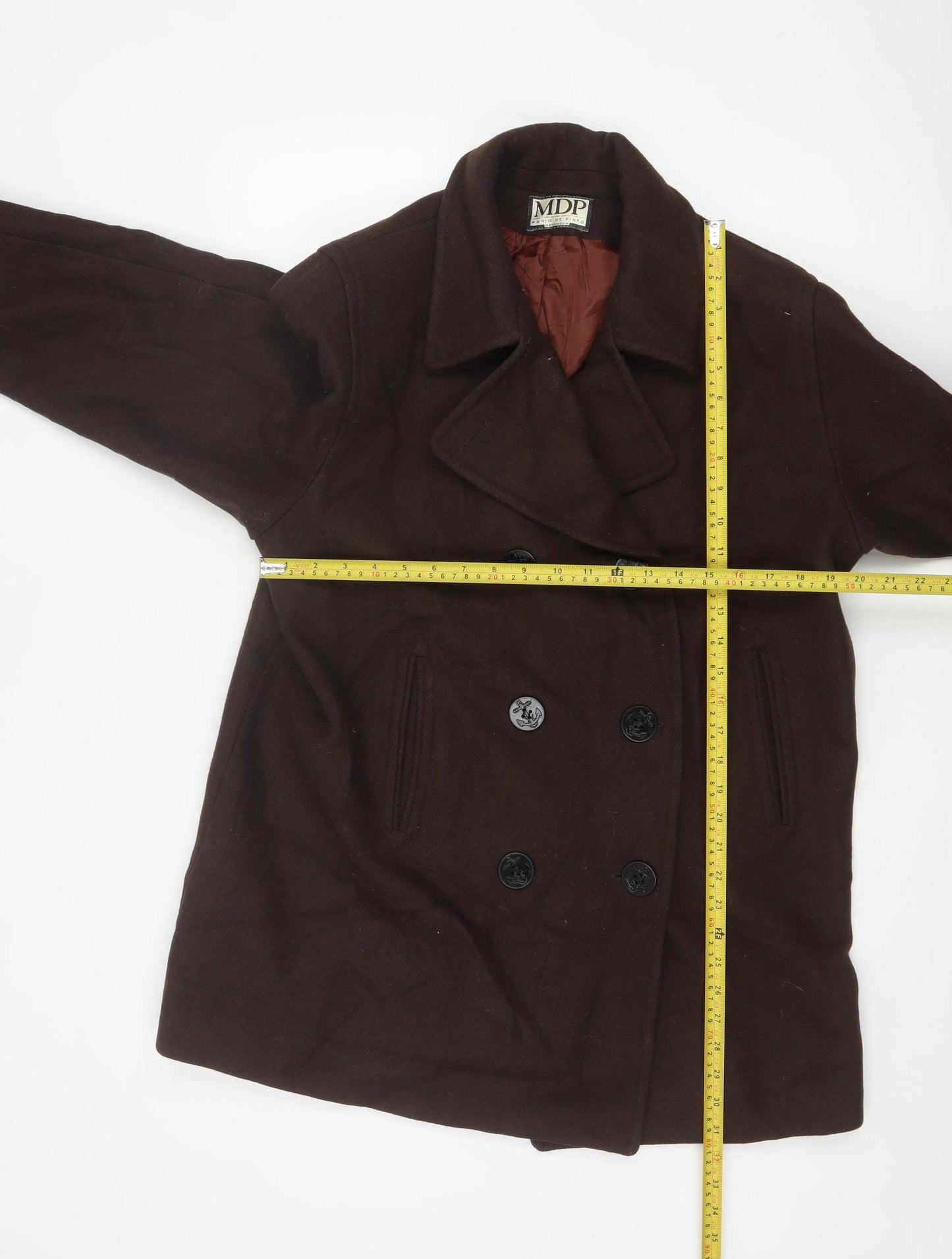 Mario De Pinto Women's Brown Wool Pea Coat Size 14