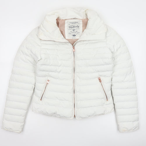 Tokyo Laundry Women’s White Puffer Jacket UK 8 XS Lightweight Quilted