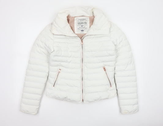 Tokyo Laundry Women’s White Puffer Jacket UK 8 XS Lightweight Quilted
