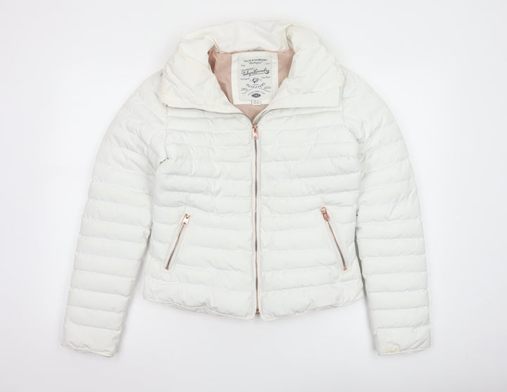 Tokyo Laundry Women’s White Puffer Jacket UK 8 XS Lightweight Quilted