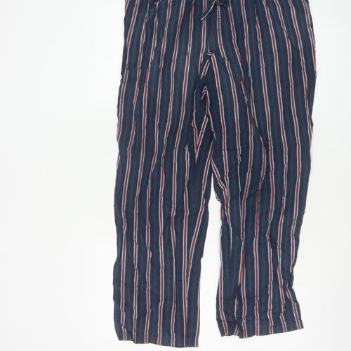 Marks and Spencer Men's Blue Striped Cotton Pyjama Pants M