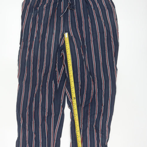 Marks and Spencer Men's Blue Striped Cotton Pyjama Pants M