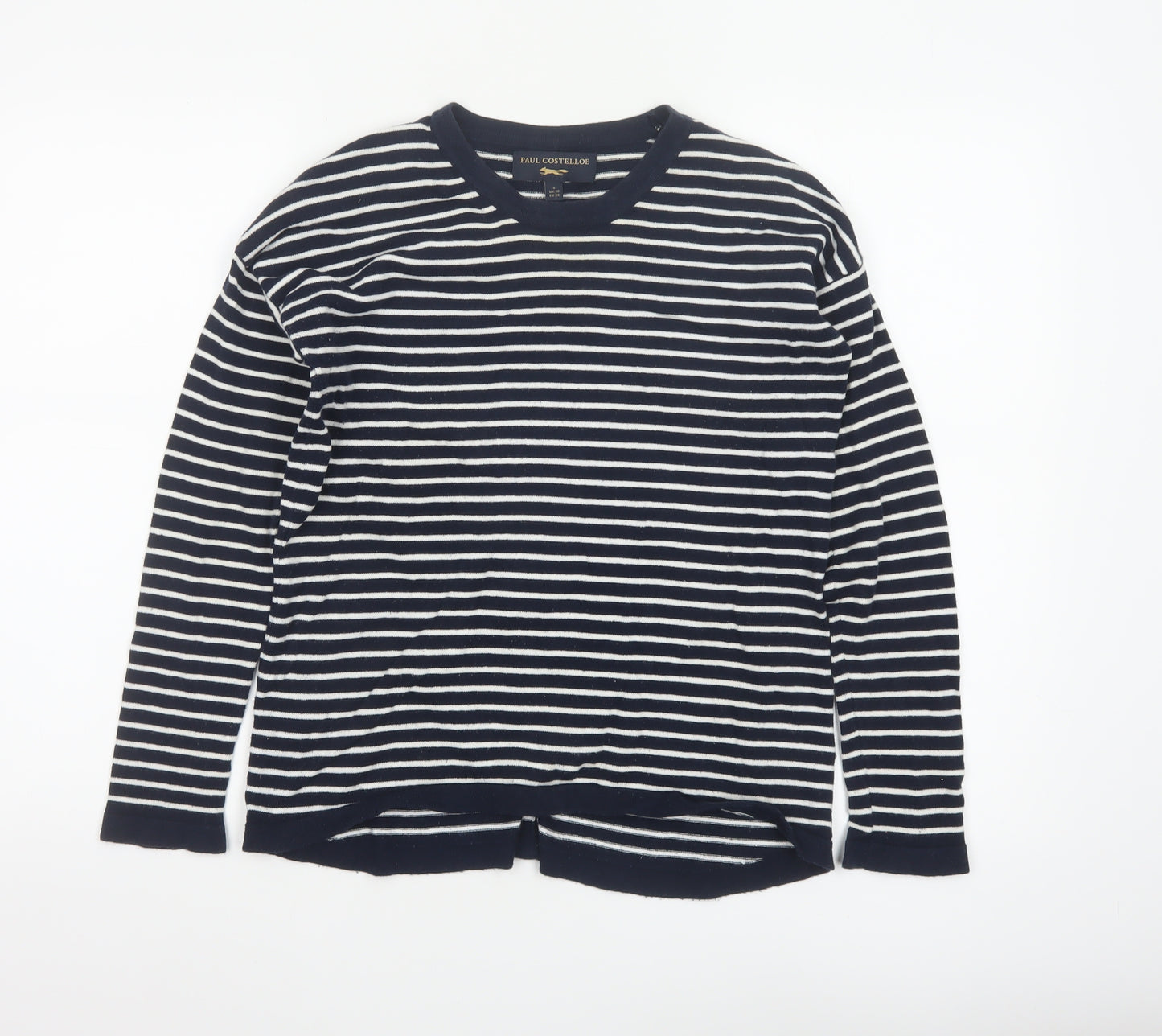Paul Costelloe Women's Blue Striped Cotton Cardigan UK 10