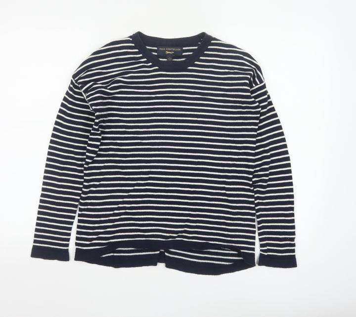 Paul Costelloe Women's Blue Striped Cotton Cardigan UK 10