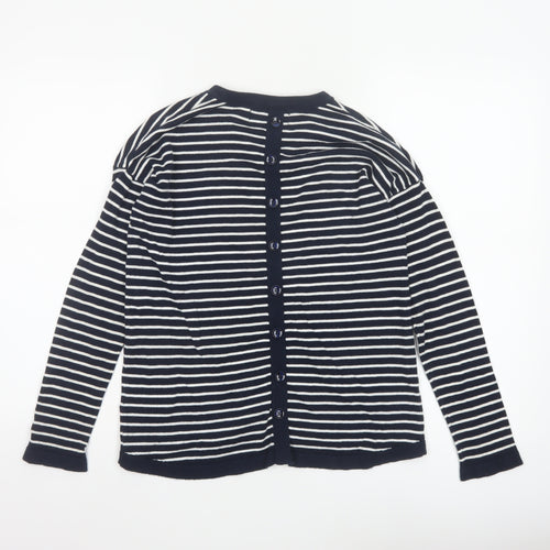 Paul Costelloe Women's Blue Striped Cotton Cardigan UK 10