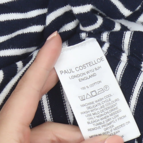 Paul Costelloe Women's Blue Striped Cotton Cardigan UK 10