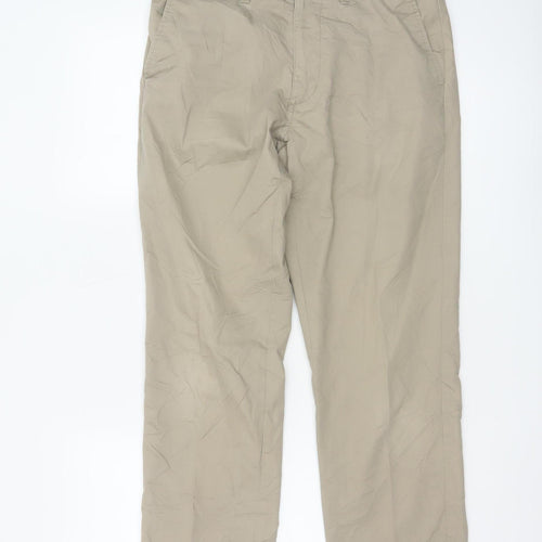 Marks and Spencer Men's Beige Chino Trousers 30W 31L Cotton Blend