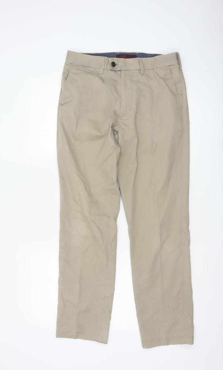 Marks and Spencer Men's Beige Chino Trousers 30W 31L Cotton Blend
