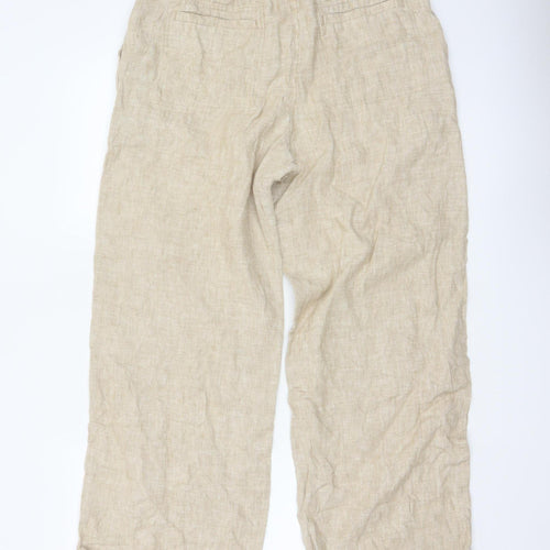 Marks and Spencer Women Beige Linen Wide-Leg Trousers Size 12