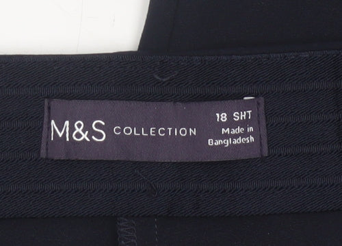 Marks and Spencer Womens Black Size 18 Short Stretch Trousers