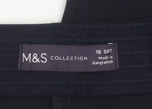 Marks and Spencer Womens Black Size 18 Short Stretch Trousers