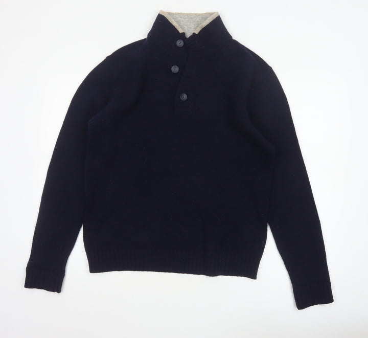 Monsoon Men's Blue Lambswool Henley Jumper Size M