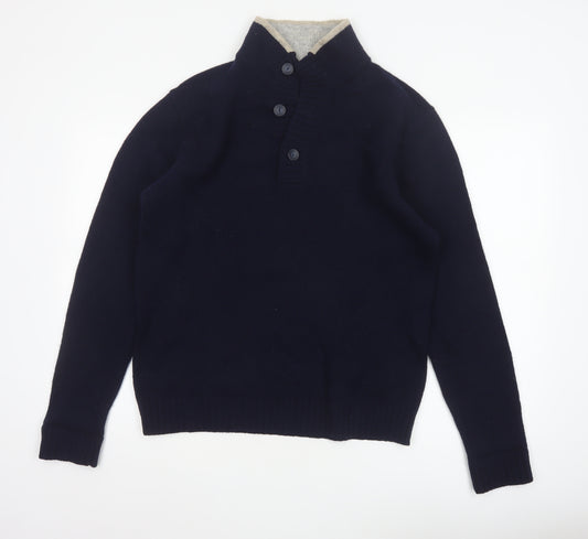 Monsoon Men's Blue Lambswool Henley Jumper Size M