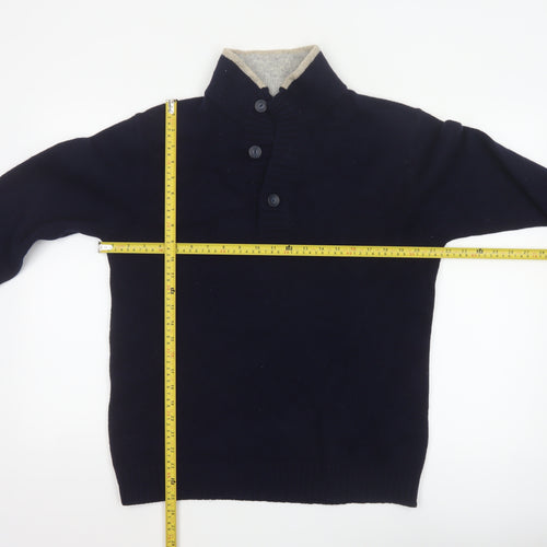 Monsoon Men's Blue Lambswool Henley Jumper Size M