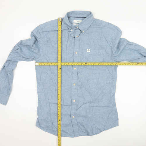 Marks and Spencer Men's Blue Regular Fit Cotton Button-Up Shirt S