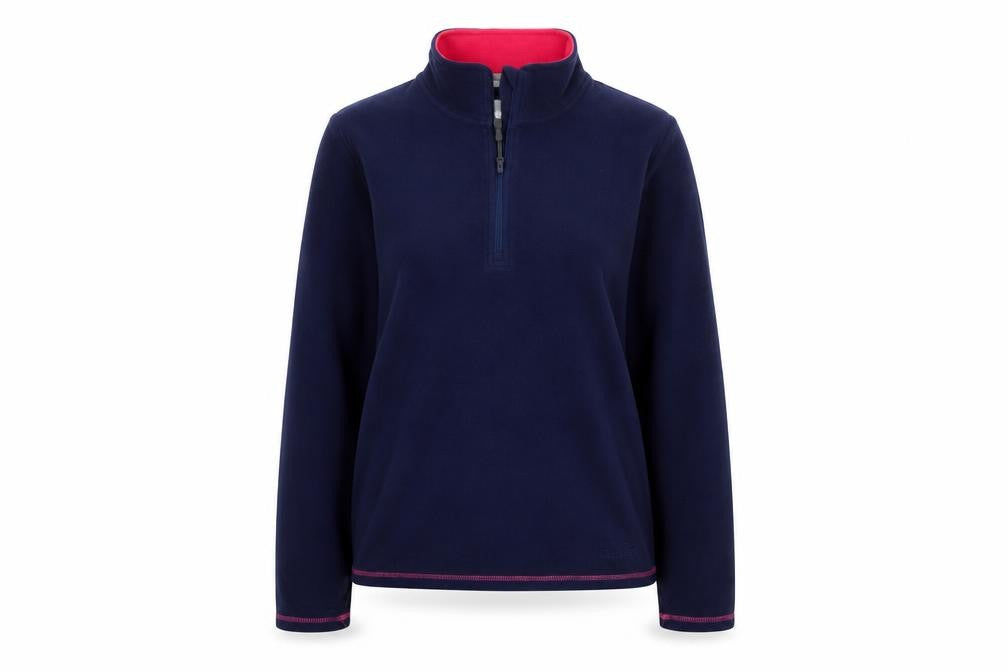 Front view of Peter Storm Women's Navy 1/2 Zip Fleece Pullover, size 12, Outdoor Warm Lined
