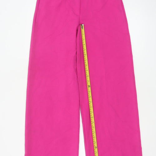 Marks and Spencer Women’s Pink Wide-Leg Belted Trousers Size 8 Regular
