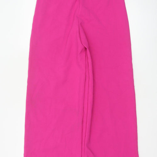 Marks and Spencer Women’s Pink Wide-Leg Belted Trousers Size 8 Regular