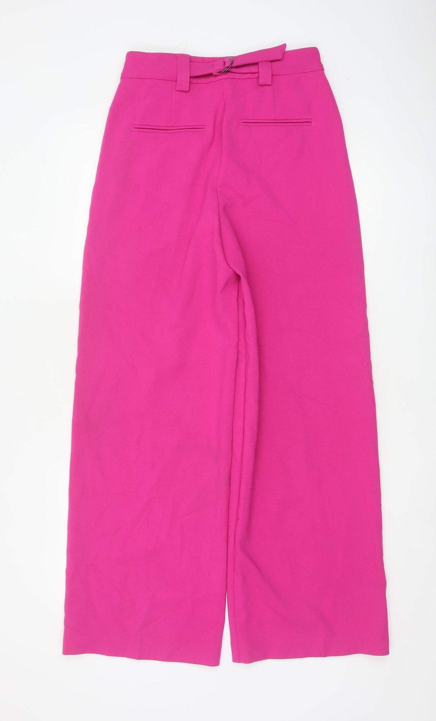 Marks and Spencer Women’s Pink Wide-Leg Belted Trousers Size 8 Regular