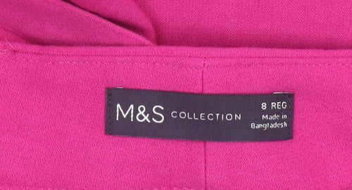 Marks and Spencer Women’s Pink Wide-Leg Belted Trousers Size 8 Regular