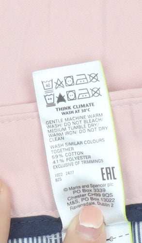 Marks and Spencer Women’s Pink Chino Trousers Size 14 Short Cotton Blend