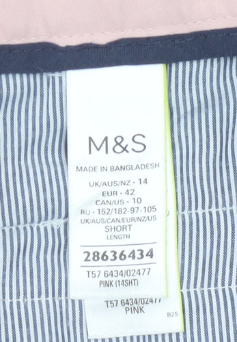 Marks and Spencer Women’s Pink Chino Trousers Size 14 Short Cotton Blend