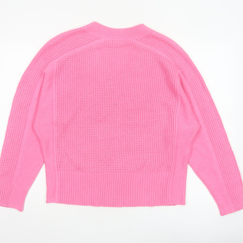 Next Women's Pink V-Neck Acrylic Knit Jumper Size 14