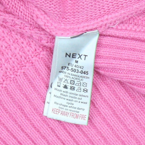 Next Women's Pink V-Neck Acrylic Knit Jumper Size 14