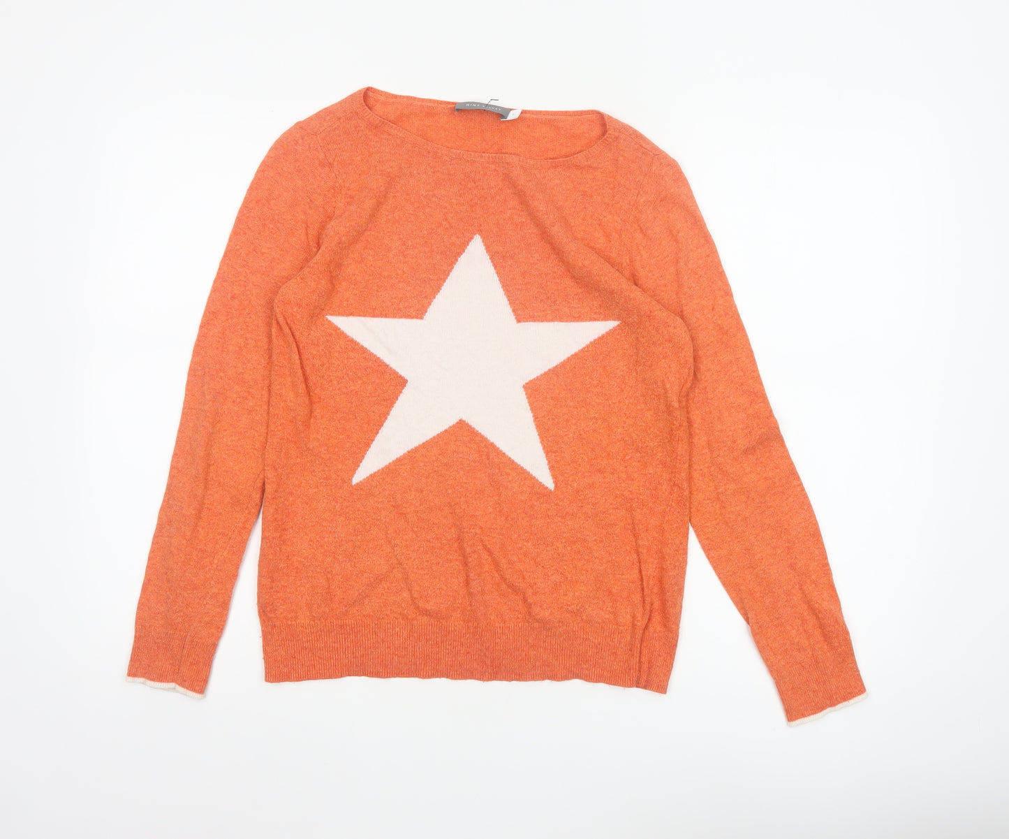Mint Velvet Women's Orange Star Pullover Jumper Size 8