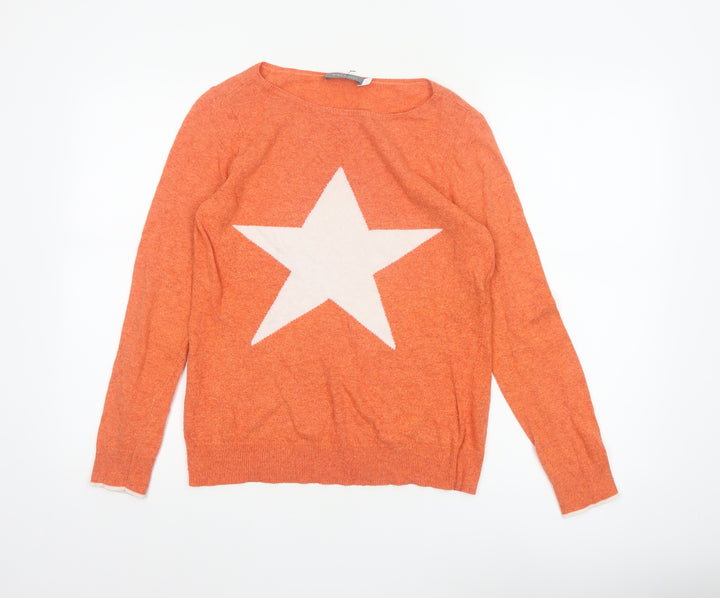 Mint Velvet Women's Orange Star Pullover Jumper Size 8
