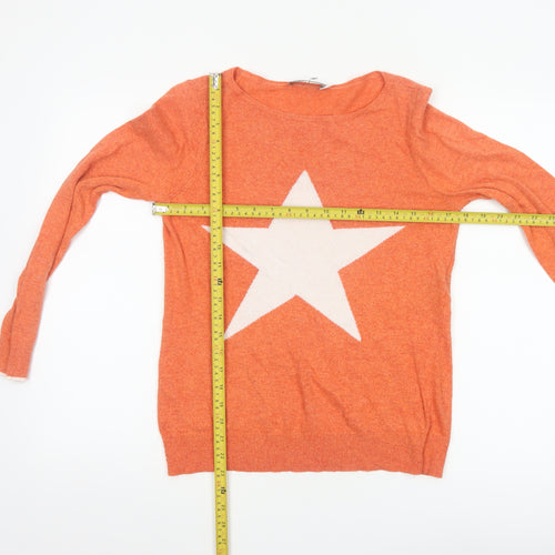 Mint Velvet Women's Orange Star Pullover Jumper Size 8