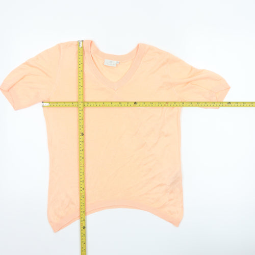 KAFFE Womens Orange XS V-Neck Short Sleeve Knit Top