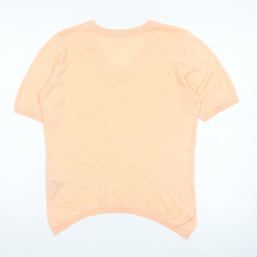 KAFFE Womens Orange XS V-Neck Short Sleeve Knit Top