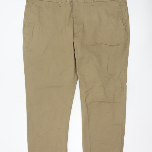 Marks and Spencer Men's Beige Regular Fit Chino Trousers 44x29