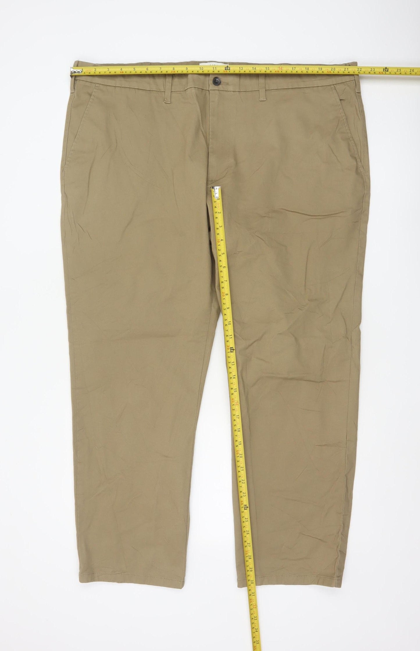 Marks and Spencer Men's Beige Regular Fit Chino Trousers 44x29