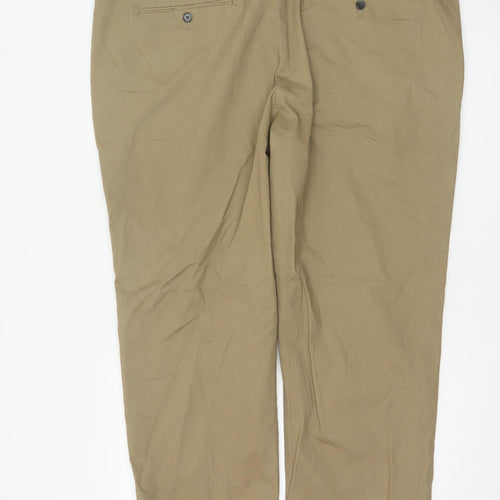 Marks and Spencer Men's Beige Regular Fit Chino Trousers 44x29