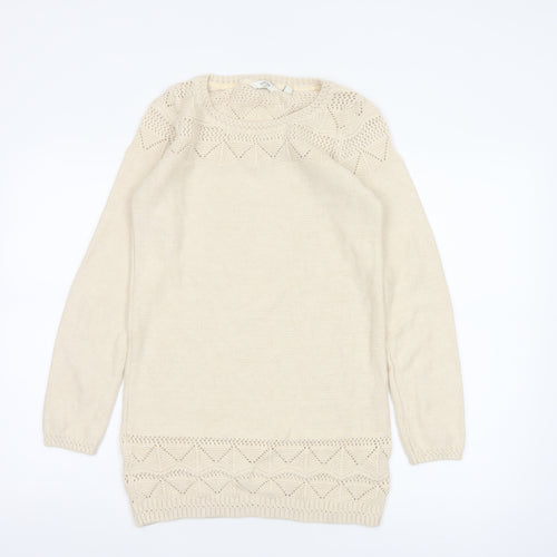 FatFace Women’s Beige Knit Pullover Jumper Size 10 Cotton Blend
