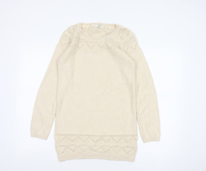 FatFace Women’s Beige Knit Pullover Jumper Size 10 Cotton Blend